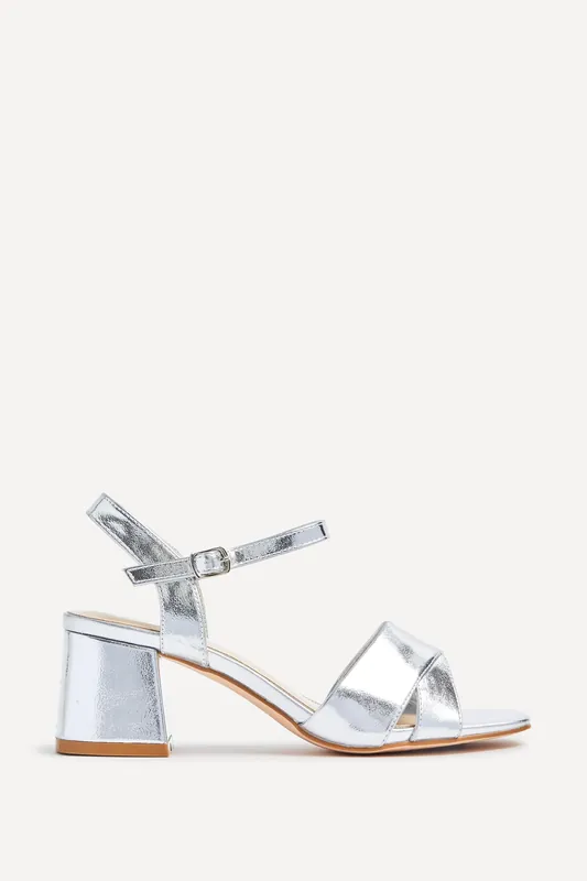 Vivian Wide Fit Silver Block Heel Sandals - Linzi