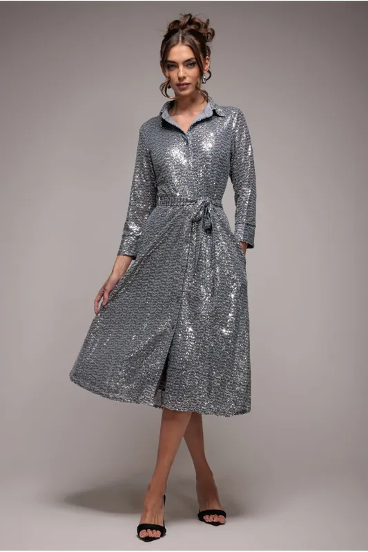 Sequin Skater Shirt Dress - Goddiva