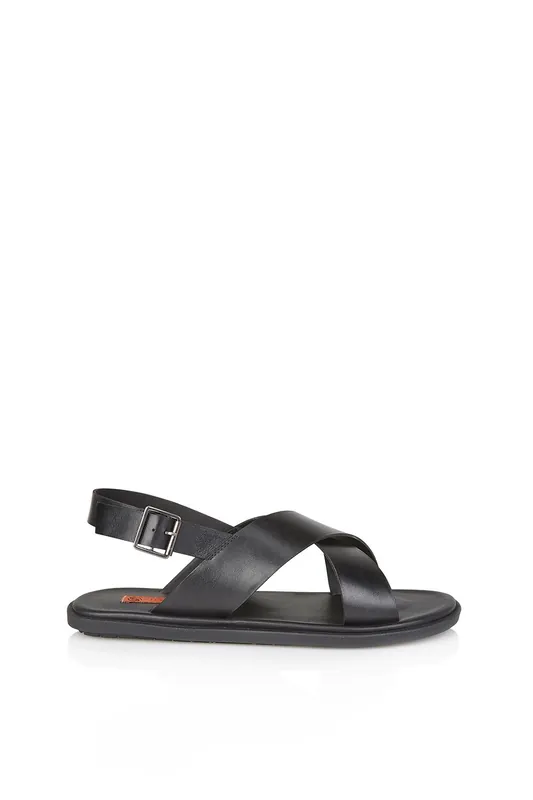 Croydon Casual Premium Leather Mens Sandals - Silver Street London