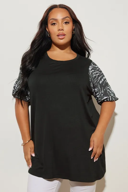 Animal Print Sleeve Top - Yours