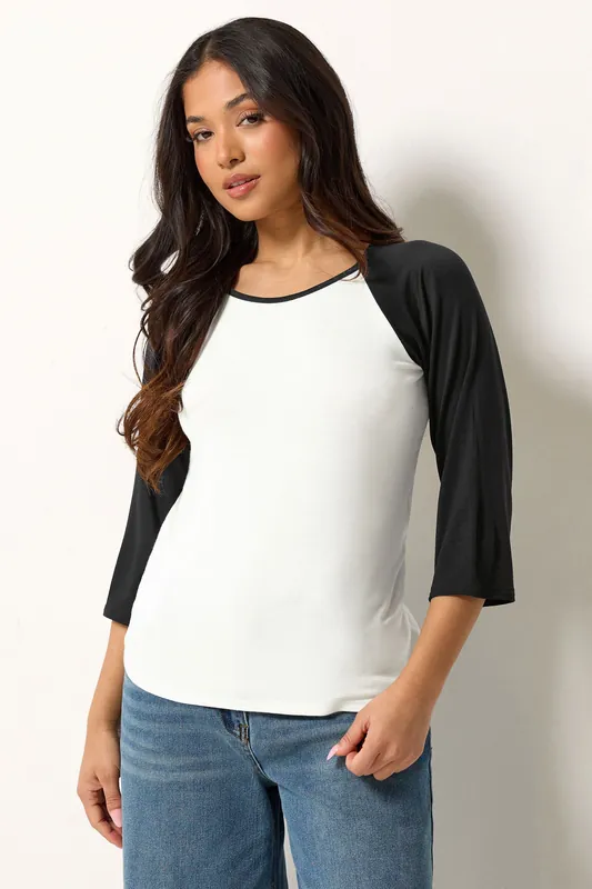 Petite Contrast Sleeve T-Shirt