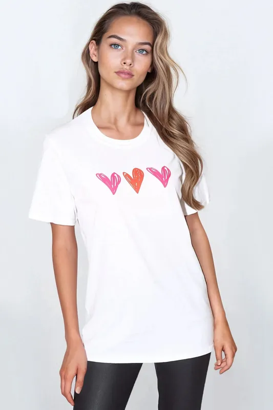 Hearts Printed Cotton T Shirt - Aftershock London