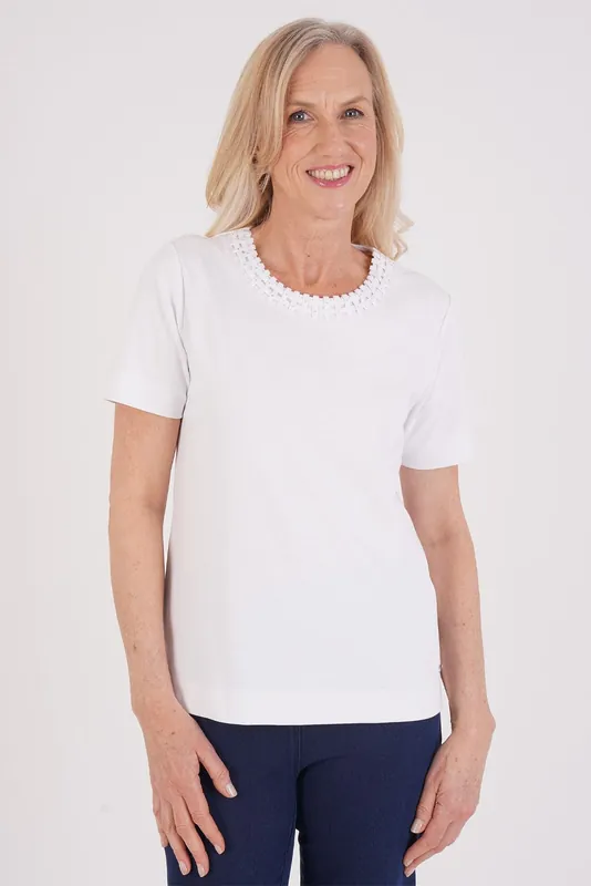 Lattice Neckline Detail Top - Tigi
