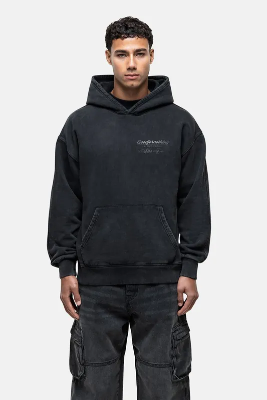 Oversized Graphic Back Print Overhead Hoody - Good For Nothing