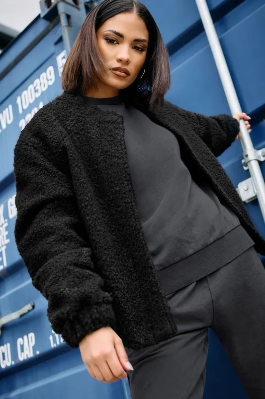 Petite Boucle Bomber Jacket - PixieGirl