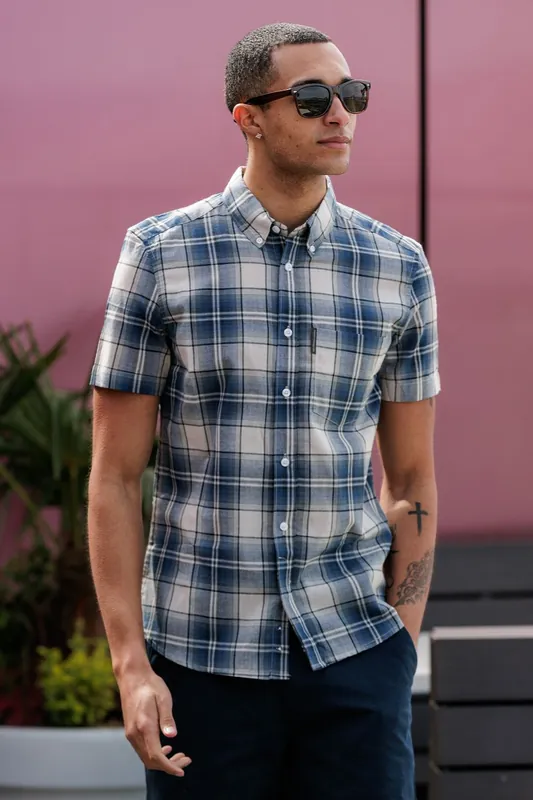 Cotton Short Sleeve Checked Chest Pocket Shirt - French Connection