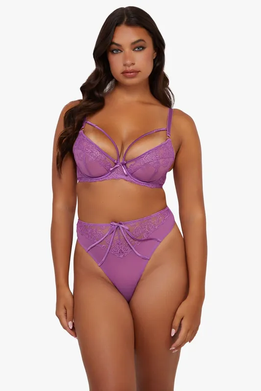 Rosanna Purple Embroidery Hw Thong - Playful Promises