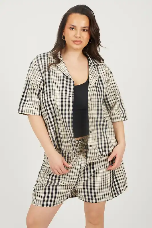 Curve Check Short Sleeve Shirt - Brave Soul