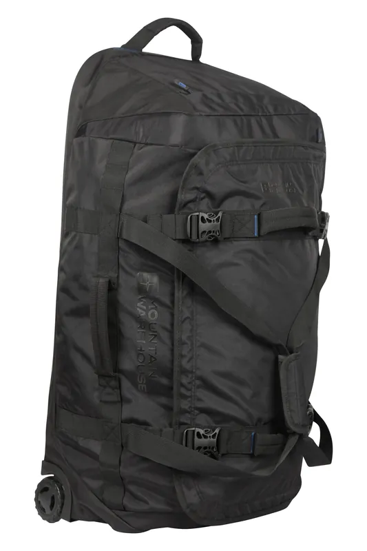 'Voyager' Durable Heavy Duty Padded Strap 90L Wheelie Holdall Bag - Mountain Warehouse