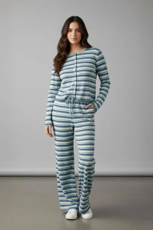 Multi Stripe Long Sleeve Top and Trouser Co-ord Set