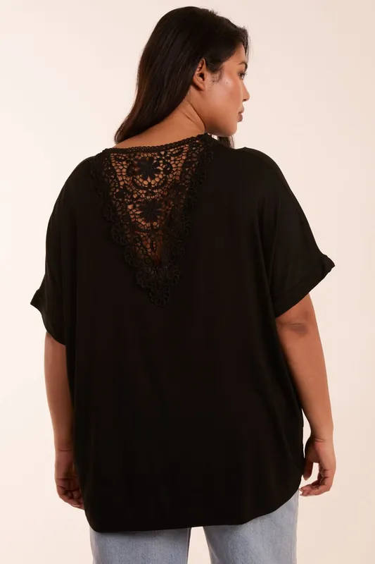 Curve Floral Crochet Back Top - Blue Vanilla