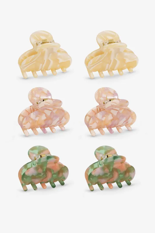 Pastel Resin Mini Claw Clips - Pack of 6
