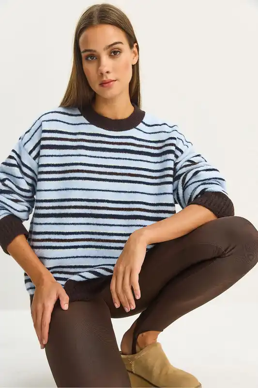 Oversized Striped Knit Sweater - Bianco Lucci