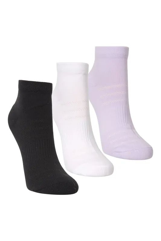 3 Pack Arch Support Design Lightweight Ankle Length Trainer Socks - Mountain Warehouse