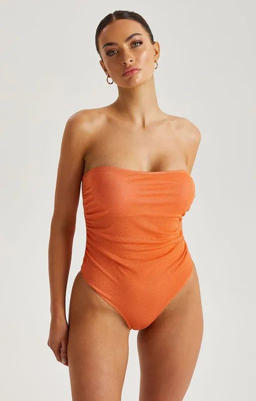 Orange Sparkly Bandeau Swimsuit - Urban Bliss
