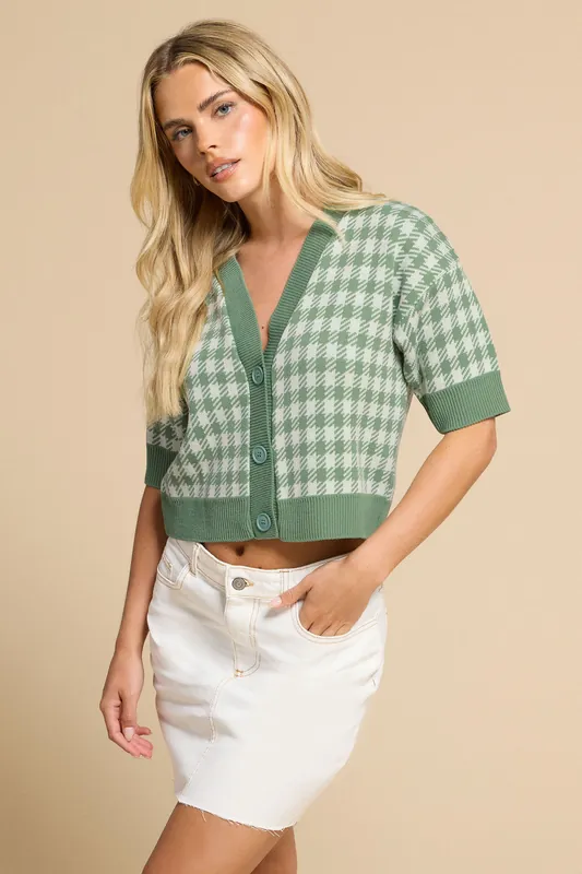 Petite Knitted Gingham Cardigan - PixieGirl