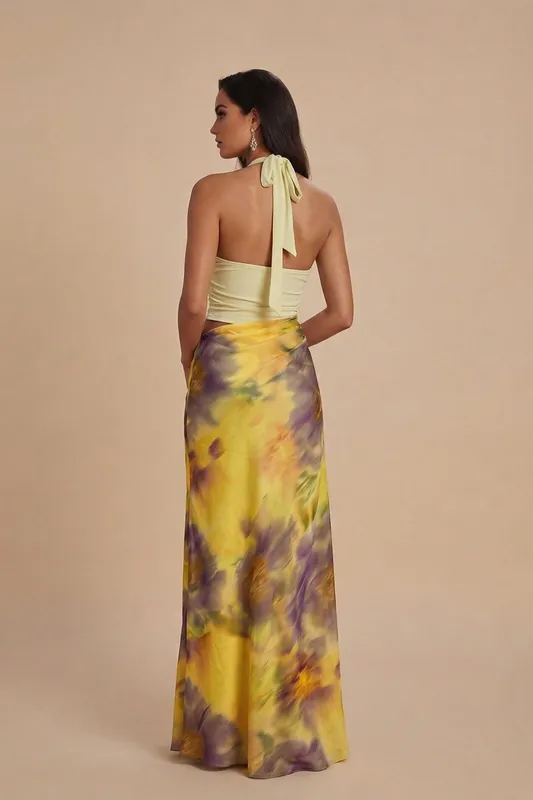 Maxi Skirt & Halter Neck Top Co-ord Set- Jaune