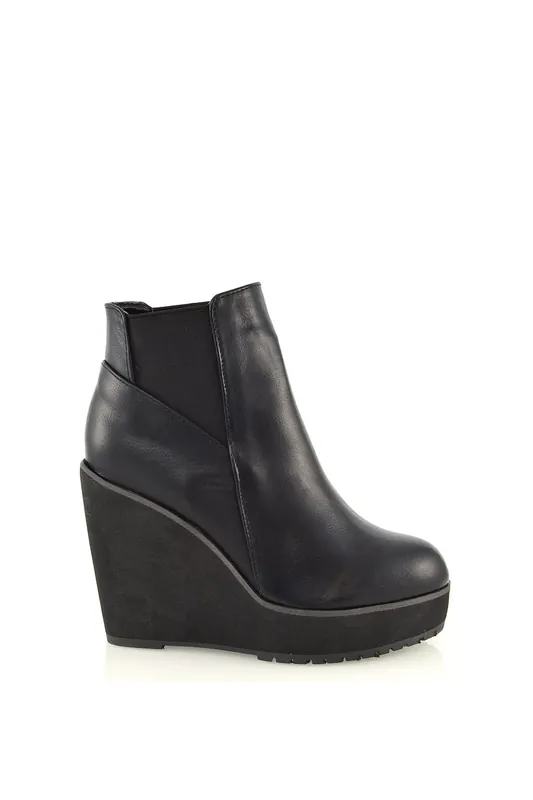 Roweena' High Wedge Heel Platform Ankle Boots - XY London