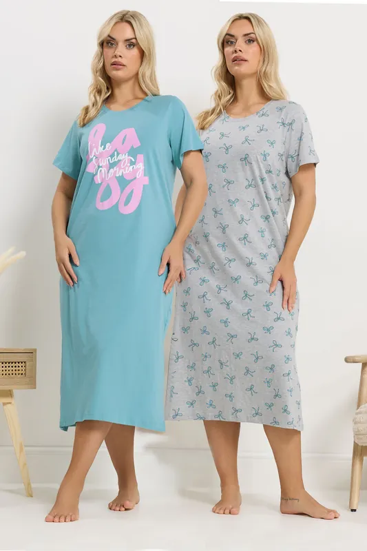 2 Pack Printed Nightdresses - Yours