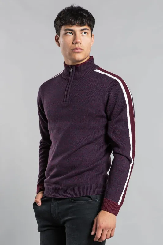 Funnel Neck 1/4 Zip Jumper with Contrast Sleeve - Tokyo Laundry