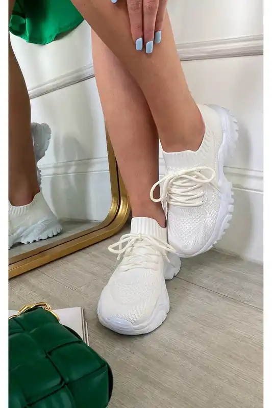 Ava Lace Up Sock Trainer - IKRUSH