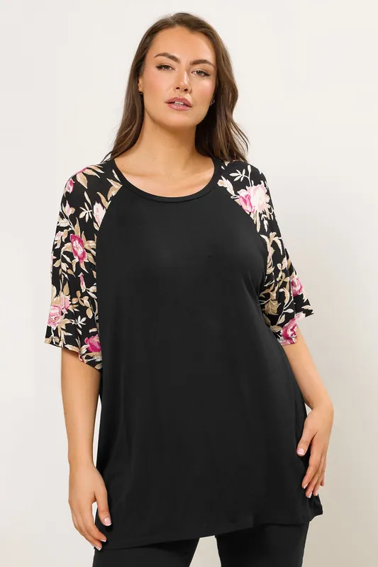 Floral Raglan Sleeve T-Shirt