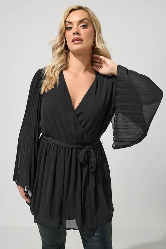 Pleat Sleeve Wrap Top - Yours