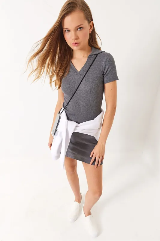 Fitted V-Neck Mini Dress
