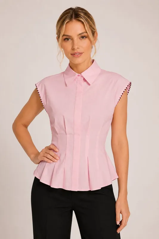 Fitted Sleeveless Poplin Shirt - MixRay