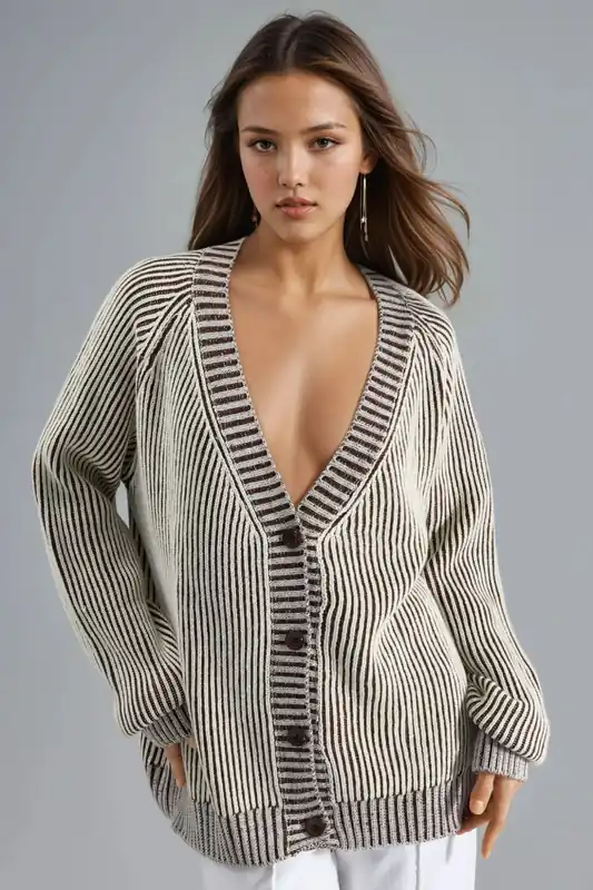 Oversized Ribbed Knit Cardigan - MyFashion