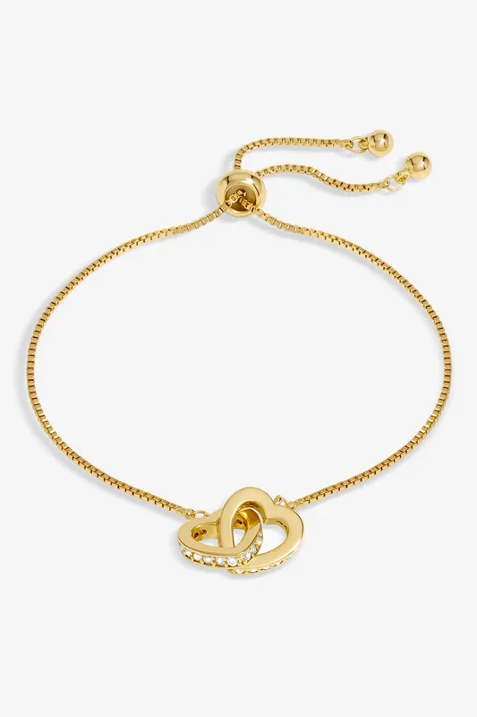 Gold Interlink Heart Toggle Bracelet - Jon Richard
