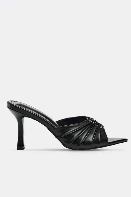 Faux Leather Stiletto Mules - EGO
