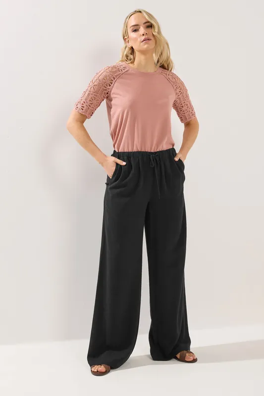 Tall Wide Leg Linen Trousers - Long Tall Sally