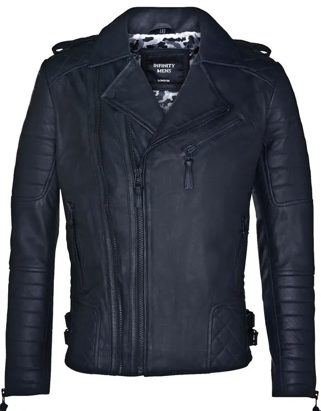 Leather Biker Quilted Brando Motorcycle Jacket - Infinity Leather