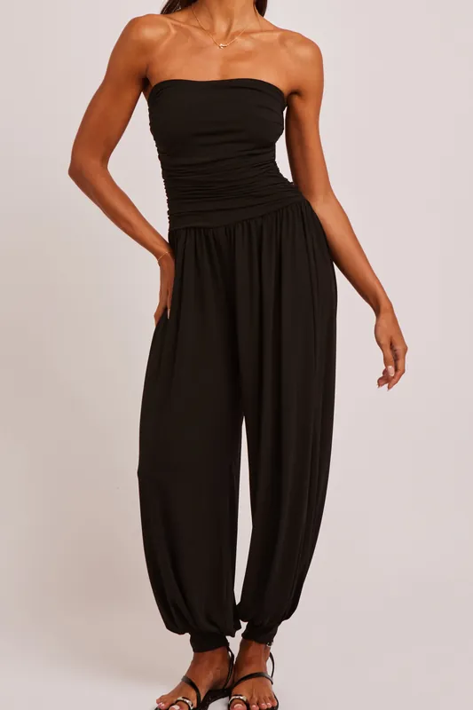 Jump Black Strapless Balloon Leg Jumpsuit - Jaded Rose