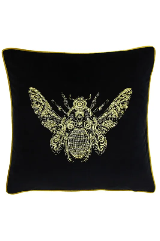Cerana Embroidered Bee Velvet Cushion - Paoletti
