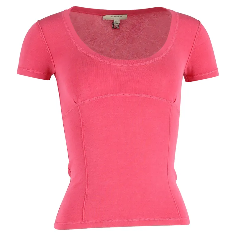 Preloved Bodycon Short Sleeve T-Shirt in Pink Cotton