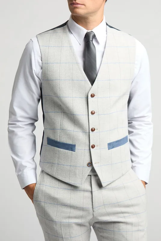 Slim Fit Check Tweed Waistcoat - Antique Rogue