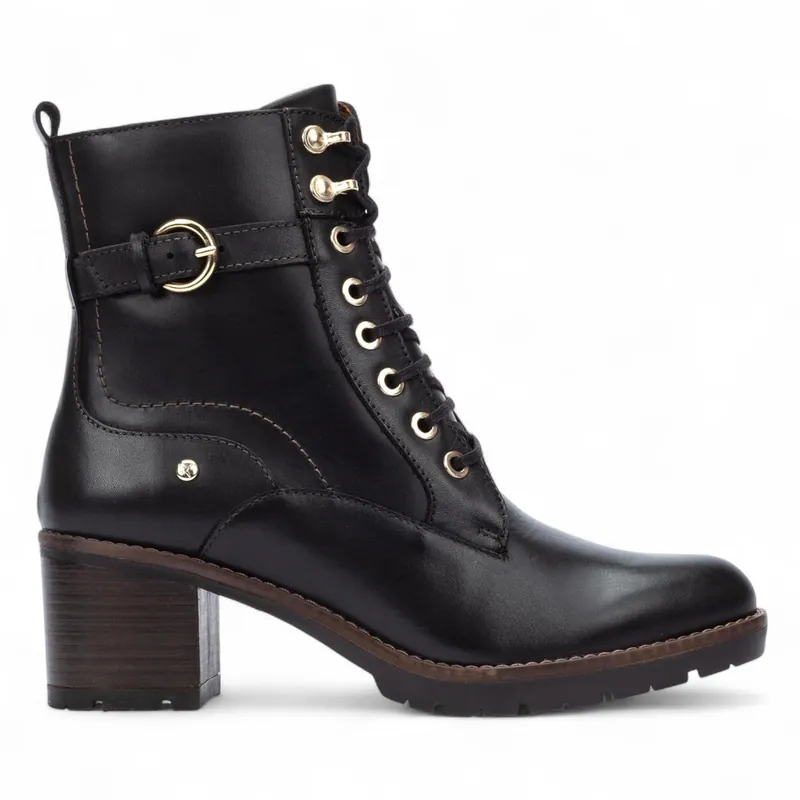 Pikolinos Leather Mid-Heel Combat Ankle Boots - Llanes