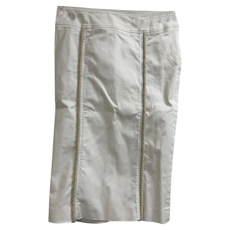 Preloved Pencil Skirt in White Cotton - Burberry