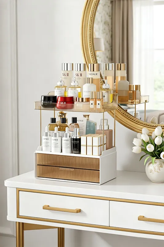 Desktop Makeup Storage Organiser with 2 Drawers - SHEONLY