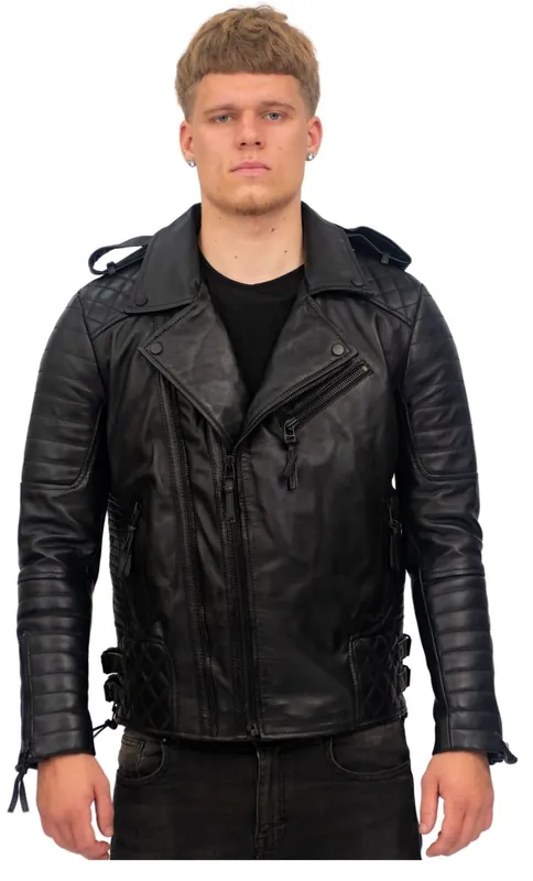 Slim-Fit Double Zip Brando Leather Biker Jacket-Cairo