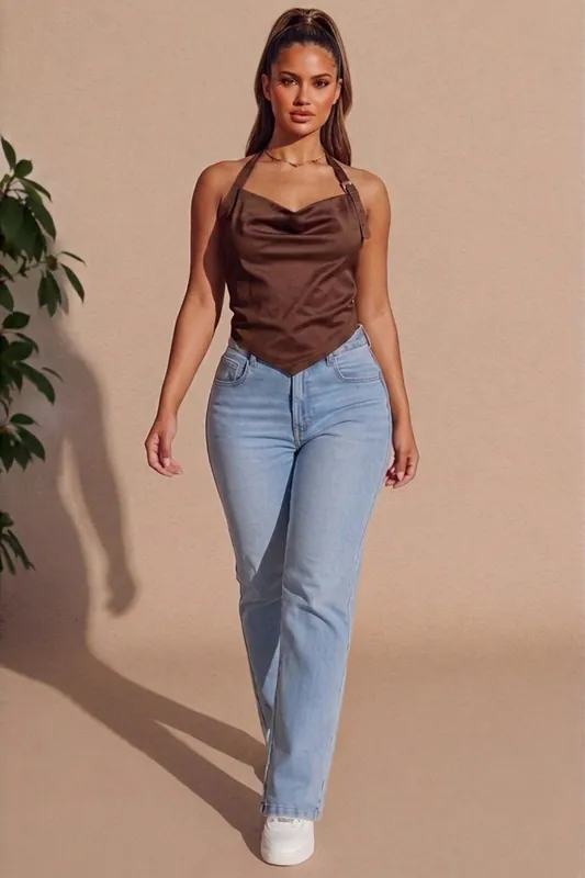 Suede Cowl Neck Handkerchief Hem Top - Femme Luxe