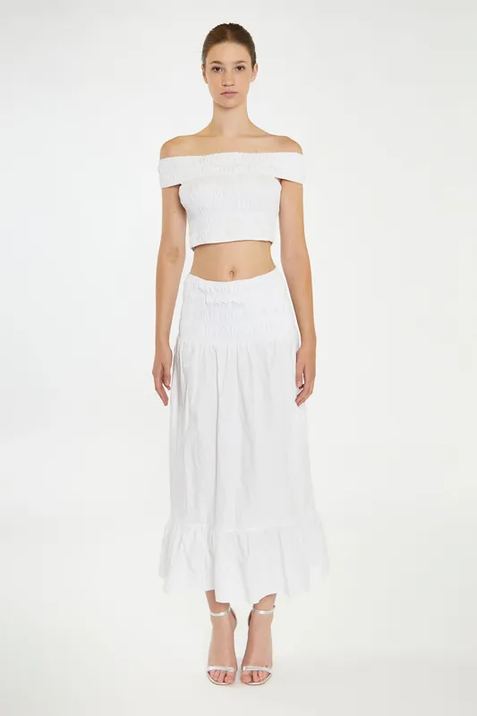 Shirred peplum Maxi Skirt - Shnoo
