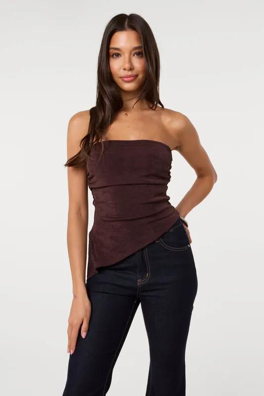 Brown Acetate Bandeau Top - Pink Vanilla