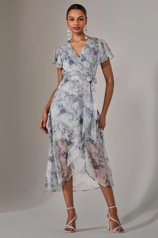 Chiffon Wrap Midi Dress - Jolie Moi