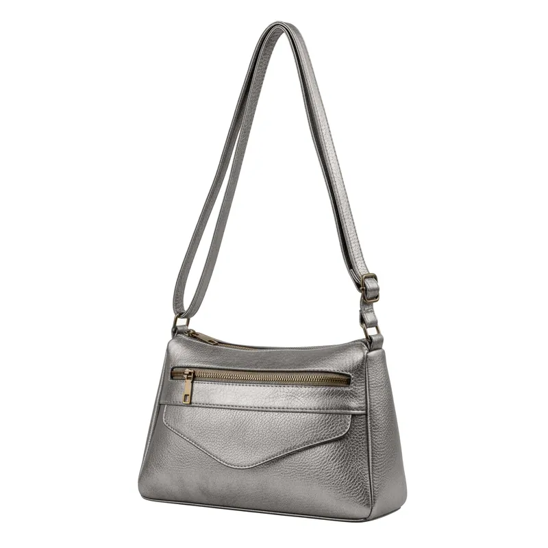 Front Zip Multi-compartments Crossbody Shoulder Bag