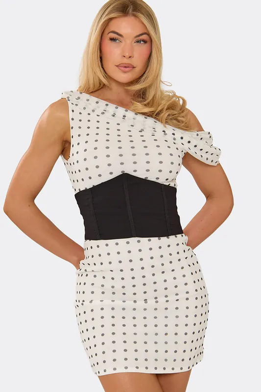 Strappy Polka Dot Mini Dress - EGO
