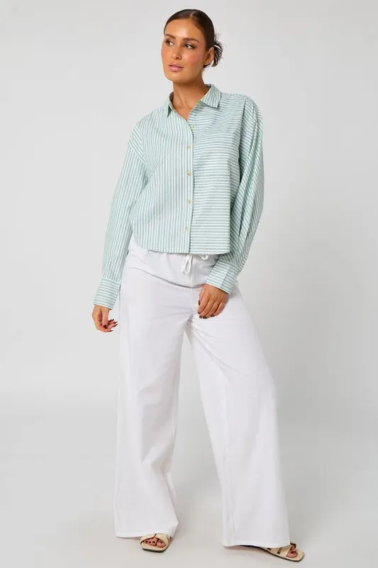 Pinstripe Cropped Shirt - Urban Bliss