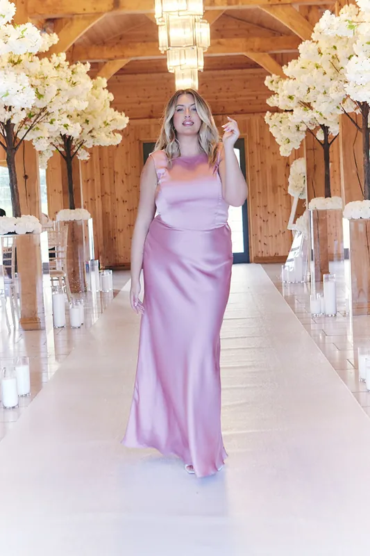 Satin Cowl Back Maxi Dress - In The Style